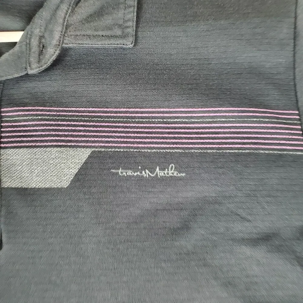 Travis Mathew Polo Shirt Mens XL Blue Striped Pima Cotton Golf Performance Top - Picture 7 of 11